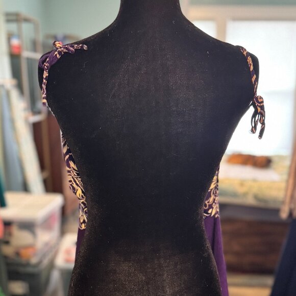 Boho Purple Paisley Wide Leg Romper Jumpsuit - Picture 2 of 5